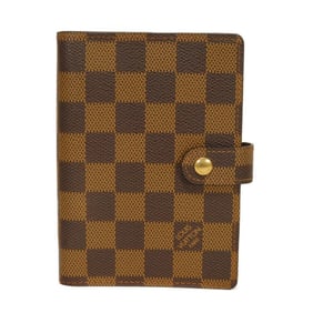 Louis Vuitton Agenda PM Planner Cover, Brown, 6-Hole, Checkered Pattern, Damier Ebene Leather Card