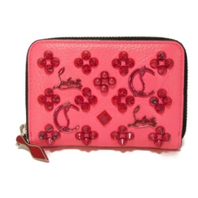 Christian Louboutin Panettone Coin Purse, Metal Round Wallet with Spike Studs, Pink, 3175223,