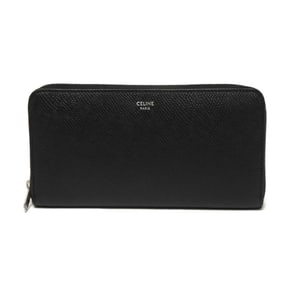 Celine Large Zip Wallet in Foil-Stamped Grained Calfskin, Round, New, Black, 10B553BEL.38NO, Men's