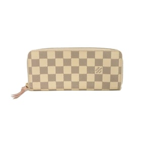 Louis Vuitton Clemence Portefeuille Long Wallet, Ivory Round, Damier Azur Rose Ballerine, N61264,