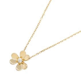 Van Cleef & Arpels Frivole Mini Necklace, 1PD, 18K Yellow Gold with Diamonds, Clear, Women's,