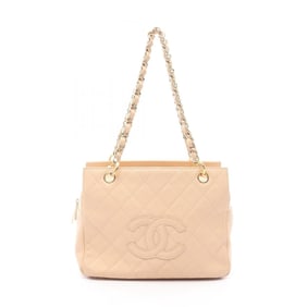CHANEL Matelasse Large Coco Mark Shoulder Bag in Calfskin Leather, Beige