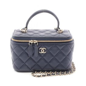 CHANEL Matelasse Shoulder Bag, Leather, Women's, Navy