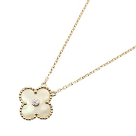 Van Cleef & Arpels Vintage Unhambra Necklace, 18K Yellow Gold with Diamonds and Mother-of-Pearl,