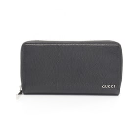 Gucci Logo Zip-Around Wallet, Round Long Leather, Men's/Women's, Black, 771154