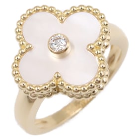 Van Cleef & Arpels Vintage Alhambra Ring, 18K Yellow Gold with Diamonds and Mother-of-Pearl,