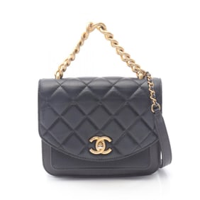 CHANEL Matelasse Chain Shoulder Bag in Calfskin Leather, Black, Women's, AS0785