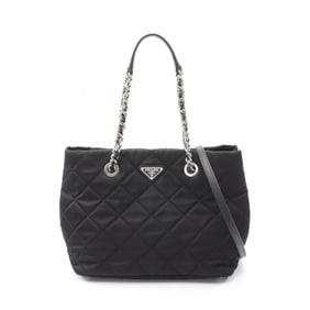 Prada TESSUTO IMPUNTU Tote Bag in Nylon and Saffiano Leather, Black