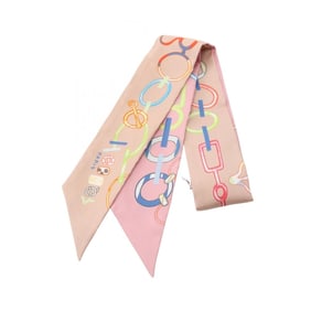 Hermes Hermès Twilly Do Re Boucles Silk Scarf for Women, Pink/Multicolor