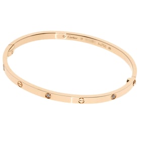 Cartier Love Bracelet Small, Half Diamond, No Driver, #17, 18K Pink Gold, Women's, CARTIER