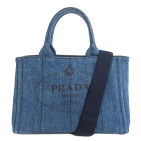 Prada 1BG439 Canapa Mini Tote Bag, Denim, Women's, PRADA