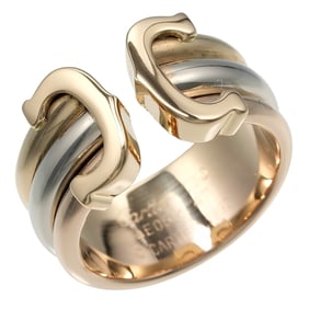 Cartier 2C Three-Color Ring, Size 8, 18K Gold, Yellow PG, and White Approx. 7.8g