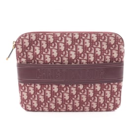 Christian Dior Dior Oblique Jacquard Clutch Bag, Canvas and Leather, Women's, Bordeaux, S5512CTZSX