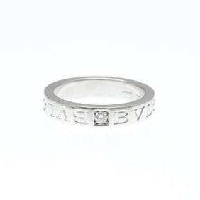 Bvlgari Double Logo Ring White Gold (18K) Fashion No Stone Band Ring Silver
