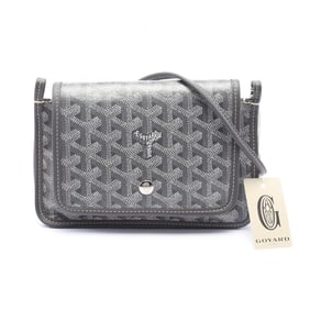 Goyard Plumet Pouch Wallet Shoulder Bag in PVC-Coated Canvas and Leather, Women's, Gray/White