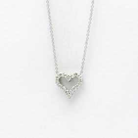 Tiffany Sentimental Heart Mini Necklace Platinum Diamond Men,Women Fashion Pendant Necklace (Silver)