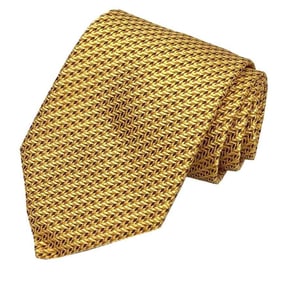 Hermes HERMES tie yellow geometric pattern 100% silk men's