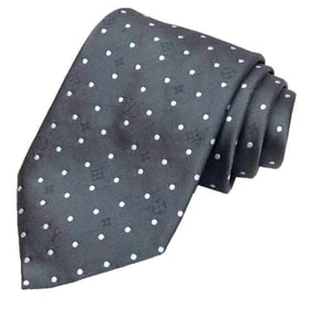 LOUIS VUITTON Monogram Dot Gray 100% Silk Tie for Men