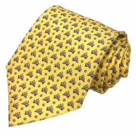 Salvatore Ferragamo Men's Rabbit Print Tie, 100% Silk, Yellow