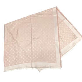 Louis Vuitton Monogram Pink Shawl M72046 Large Silk and Wool Scarf 12003