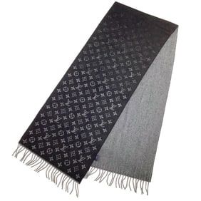 LOUIS VUITTON Echarpe Monogram Gradient M71607 Noir Black Cashmere Wool Men's Stole/Scarf