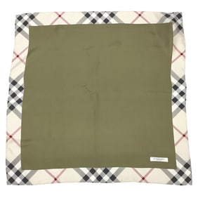 BURBERRY Check Scarf/Muffler in Silk, Beige and Khaki.