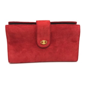 CELINE Jewelry Case, Logo Bifold Pouch, Accessory Suede, Women's, Red