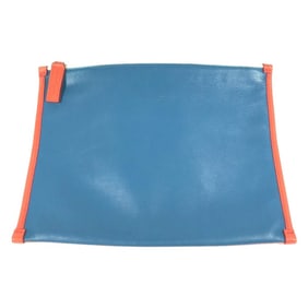 Salvatore Ferragamo two-tone logo pouch clutch bag in blue leather for men