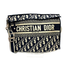 Christian Dior Dior Oblique Flat Bag, Crossbody Shoulder Jacquard, Women's, Navy