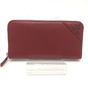 PRADA 2ML317 Logo Gradient Round Zip Wallet, Leather, Men's, Red