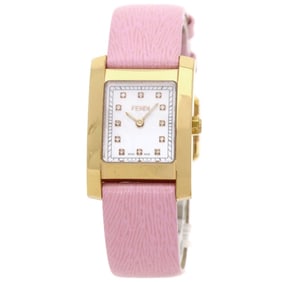 Fendi 7000L Square Face 12P Diamond Watch GP/Leather Women's FENDI