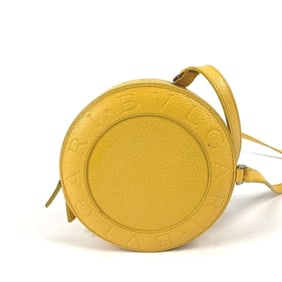 BVLGARI B-ZERO1 Round Pochette Shoulder Bag in Yellow Leather for Women