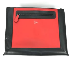 Christian Louboutin Two-Tone Logo Bag Pouch Clutch Leather Men's Black