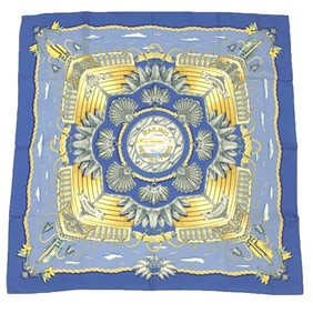 HERMES Carré 90 RAILING Scarf, Ship's Railing, Blue, 100% Silk