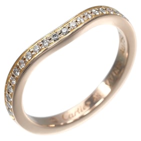 Cartier Ballerina Curve Ring, Size 5, 18KPG Pink Gold with Half Diamonds, Approx. 2g