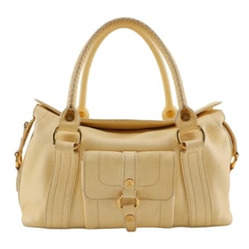 Celine Triomphe Leather Tote Bag, Off-White, A5 Mini Boston Bag for Women