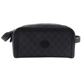 Gucci Interlocking G Second Bag 730116 in Black GG Supreme Canvas with Double