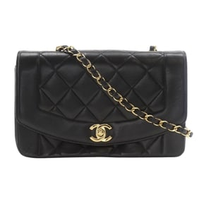 CHANEL Diana 22 Shoulder Bag, Chain Matelasse, A01164, Black Lambskin, Turnlock, Women's