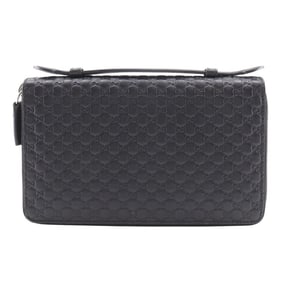 Gucci Micro Travel Document Case, Long Wallet, Shimmer Leather, Black, Outlet, 449246, Men's