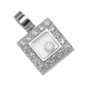 Chopard Happy Diamonds Square Pendant Top in 18K White Gold with Diamonds, Approx. 4.41g