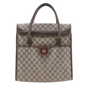 Gucci Old Handbag Sherry Line Interlocking GG 02.4139.58 PVC Brown Snap Button Unisex