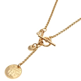 Hermes Hermès Ex Libris PM Diamond Toggle Clasp Necklace in 18K Pink Gold for Women