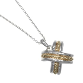 Tiffany & Co. Signature Necklace in 925 Sterling Silver and 18K Yellow Gold, Approximately 4.4g