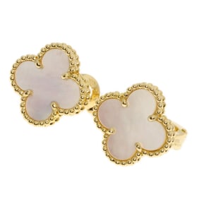 Van Cleef & Arpels Alhambra Shell Earrings in 18K Yellow Gold for Women.