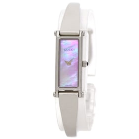 Gucci 1500L Square Face Bangle Pink Shell Watch Stainless Steel/SS Women's GUCCI