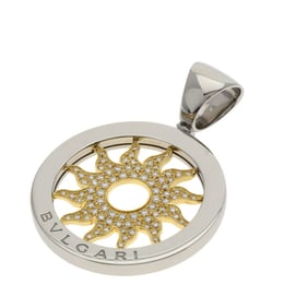 BVLGARI Tondo Sun Diamond Pendant Top in Stainless Steel/18KYG for Women