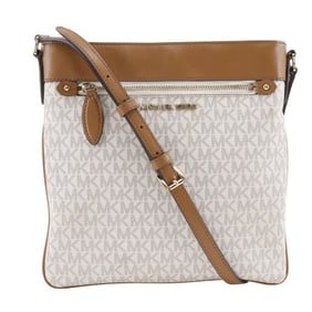 Michael Kors Connie Shoulder Bag, Signature PVC, White, A5, Women's