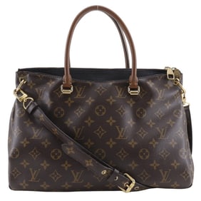 Louis Vuitton Pallas Handbag Shoulder Bag M41064 Monogram Canvas Noir Made in USA 2015 Brown SD0155