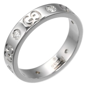 Gucci Icon Ring, size 11.5, 18K White Gold with 6 Diamonds, approximately 4.5g