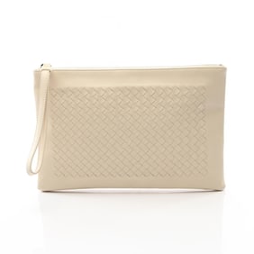 Bottega Veneta Intrecciato Leather Second Bag/Clutch Bag, Men's, Ivory